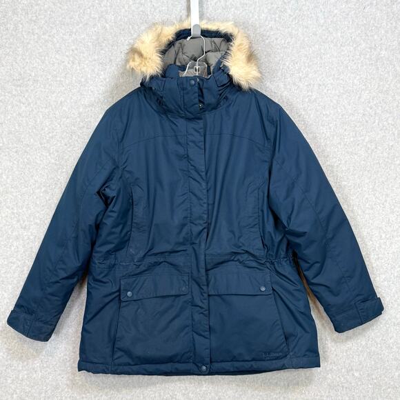 LL Bean Baxter State Parka Size XL Reg Goose Down Hooded Rugged Outdoor Blue - Picture 1 of 16